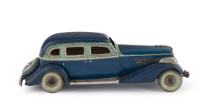 1930's Graham Paige wind-up four-door sedan in dark blue. Length: 28cm (11").