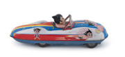 ASTROBOY ROBOT SPEED RACER LITHOGRAPHED TIN FRICTION TOY, TAIKO SOUND, 1960s. Made by Masudaya. Length: 31.5cm (12.5"). - 2