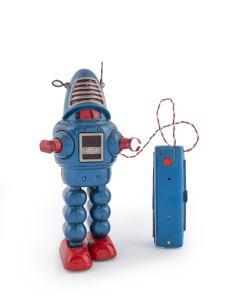 Battery operated remote control PLANET ROBOT by Yoshiya KO, Japan; circa 1950s. Height: 23cm (9").