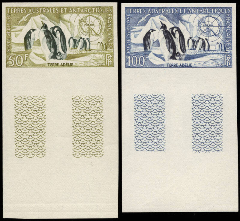 FRENCH ANTARCTIC TERRITORY: 1960-86 comprehensive collection, catalogued on cards. With singles, sets, label pairs, airmails, marginal singles with Sheet No's etc. Slight duplication. Noted 1956 50f & 100f Airmails as imperf. marginal singles and 1961 50f