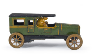 European limousine lithographed wind-up tinplate toy with driver, "MADE IN JAPAN" with stylised anchor trademark on the bonnet, circa 1930s, length 16cm (6.5").