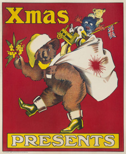 POSTER XMAS PRESENTS, circa 1925 Colour lithograph, 55 x 45cm. "The Disabled Men's Association of Australia." in lower margin at left.