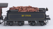 Victoria c.1906 Baldwin Steam Locomotive plus tender containing timber (total size 200x38x50mm), black & brown livery with gold plated trim, 2-6-0 wheel configuration, built by Baldwin Locomotive Works (Philadelphia) for the McIvor Timber and Firewood Com - 3