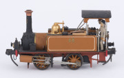 1879 I Class tank engine, road number '48' (80x33x40mm) built by Neilson & Co (Glasgow, Scotland), yellow-brown livery with gold plated trim, 0-4-0 wheel configuration, also a wagon loaded with aggregate, and an unfinished wagon. (3 items) - 2