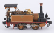 1879 I Class tank engine, road number '48' (80x33x40mm) built by Neilson & Co (Glasgow, Scotland), yellow-brown livery with gold plated trim, 0-4-0 wheel configuration, also a wagon loaded with aggregate, and an unfinished wagon. (3 items) - 4