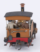 1879 I Class tank engine, road number '48' (80x33x40mm) built by Neilson & Co (Glasgow, Scotland), yellow-brown livery with gold plated trim, 0-4-0 wheel configuration, also a wagon loaded with aggregate, and an unfinished wagon. (3 items) - 5