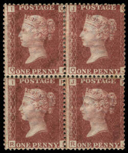 1858-79 (SG.43) 1d rose-red Plate 192 [IQ-JR] blk.4. Fresh Mint with full o.g.. Cat.&pound;260.