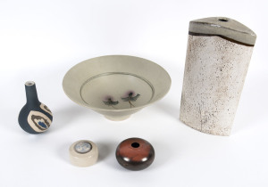 Five pieces of Australian studio pottery including Jeff Mincham, Pamela Martin and Kay Jensen