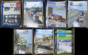 Frank Kelly's magazines including largely complete runs of 1977-2015 "Australian Model Railway" & 1994-2012 "Newsrail", also small run of 1965-76 "Australasian Model Railroad" plus January 1966 and November 1972 copies of Victorian Railways Newsletter". (100s)