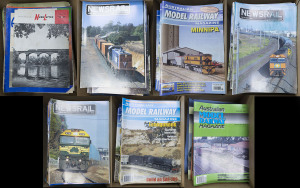 Frank Kelly's magazines including largely complete runs of 1977-2015 "Australian Model Railway" & 1994-2012 "Newsrail", also small run of 1965-76 "Australasian Model Railroad" plus January 1966 and November 1972 copies of Victorian Railways Newsletter". (