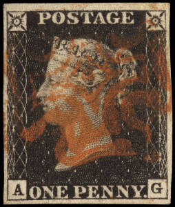 1840-51 study of the line engraved imperforate issues on pages. 1d black x10 incl. 7 four margin stamps and 1 on piece.