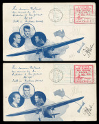 Australia: Aerophilately & Flight Covers: 17 Feb.1934 (AAMC.361) New Zealand - Australia first official mail carried in the "Faith in Australia", on retained postal cards from the 3rd & 4th Dec.1933 flight, signed by C.T.P. Ulm & G.U. Allen. Two examples - 2