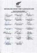 NEW ZEALAND: Official Team sheets for 1999-2000 1st ODI v Australia at Wellington; 2000 NZ "A" Tour to Holland & England; 2000 Tour to South Africa (ODIs); 2000 Tour to South Africa (Tests); and the 2001 Tour to Pakistan (Test Series); with a total of 88 - 4