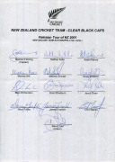 NEW ZEALAND: Official Team sheets for 1999-2000 1st ODI v Australia at Wellington; 2000 NZ "A" Tour to Holland & England; 2000 Tour to South Africa (ODIs); 2000 Tour to South Africa (Tests); and the 2001 Tour to Pakistan (Test Series); with a total of 88 - 5