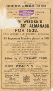 1923, 1932 and 1935 WISDEN'S ALMANACKS, attractively rebound in matching hardcovers preserving most original soft covers and advertsing pages. (3). - 3