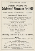 1923, 1932 and 1935 WISDEN'S ALMANACKS, attractively rebound in matching hardcovers preserving most original soft covers and advertsing pages. (3). - 4