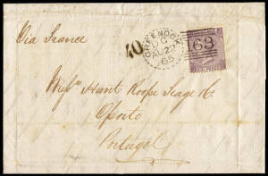 1852 (26 Jan.) Currie - Edinburgh cover, franked 1d tied by *131* Edinburgh (Mackay Type 413. Rarity E), 1855 cover with Clifton "959" Sideways duplex, 1865 entire to Portugal with 6d lilac Pl.5, tied by Greenock "163" duplex, 1873 cover to Genoa with 6d 