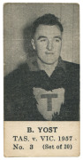 TASMANIA v VICTORIA SERIES (UNKNOWN PUBLISHER, BLANK BACKS): B. YOST,&nbsp; No.3 from the complete set of 20.&nbsp;