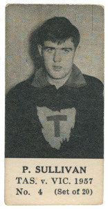 1957 Tasmania V Victoria Series (Unknown Publisher, Blank Backs): P. Sullivan, No.4 From The Complete Set Of 20.