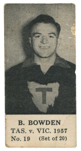 1957 Tasmania V Victoria Series (Unknown Publisher, Blank Backs): B. Bowden, No.19 From The Complete Set Of 20.