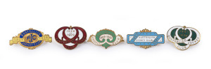 AUSTRALIAN JOCKEY CLUB Membership badges: 1927-28, 1928-29, 1929-30, 1930-31 & 1931-32, all in superb condition. (5).
