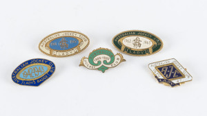 AUSTRALIAN JOCKEY CLUB Membership badges: 1929-30, plus "Lady's Badges" for 1942-43, 1961-62, 1962-63 and 1970-71, all in superb condition. (5).