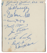 AUTOGRAPH BOOK: A mid-1950s book featuring the 1955 RICHMOND team including Ray Poulter, Des Rowe, Tommy Hafey, John Nix, Alan Cations and 16 others plus the selectors and secretary; the 1955 HAWTHORN team including John Kennedy, Graham Arthur, John Peck, - 2