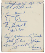 AUTOGRAPH BOOK: A mid-1950s book featuring the 1955 RICHMOND team including Ray Poulter, Des Rowe, Tommy Hafey, John Nix, Alan Cations and 16 others plus the selectors and secretary; the 1955 HAWTHORN team including John Kennedy, Graham Arthur, John Peck, - 3