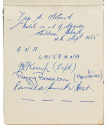 AUTOGRAPH BOOK: A mid-1950s book featuring the 1955 RICHMOND team including Ray Poulter, Des Rowe, Tommy Hafey, John Nix, Alan Cations and 16 others plus the selectors and secretary; the 1955 HAWTHORN team including John Kennedy, Graham Arthur, John Peck, - 5