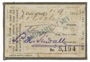 MELBOURNE CRICKET CLUB: 1911-12 COMPLIMENTARY Membership Season Ticket, No.5194; olive leather with gold embossed reverse. Extremely scarce.&nbsp; - 2
