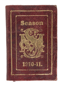 SOUTH MELBOURNE CRICKET CLUB: 1910-1911 Member's Season Ticket, No.1034; red leather with gold embossing.