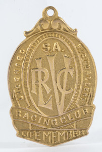 South Australia: Licensed Victuallers Racing Club 9ct Gold Life Member'S Fob For H.H. Jolley; Circa 1940s.