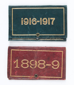 V.A.T.C. (VICTORIA AMATEUR TURF CLUB): 1898-99 and 1916-17 Members Tickets in red and green leather respectively, both with gold embossed details. (2 items).