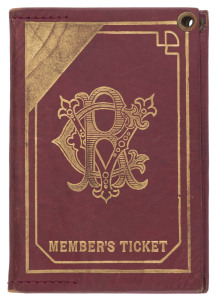 VICTORIA RACING CLUB: 1930-31 Lady Member's Ticket, No. L69 issued to Mrs S. Lazarus; red leather with gold embossing. 