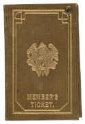 WILLIAMSTOWN RACING CLUB: 1908-09 Member's Ticket wallet, No.147, issued to Mr. E. Reed; olive leather with gold embossing. Still contains additional Lady's Tickets (#147 & 147A).&nbsp;
