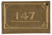 WILLIAMSTOWN RACING CLUB: 1908-09 Member's Ticket wallet, No.147, issued to Mr. E. Reed; olive leather with gold embossing. Still contains additional Lady's Tickets (#147 & 147A).&nbsp; - 3