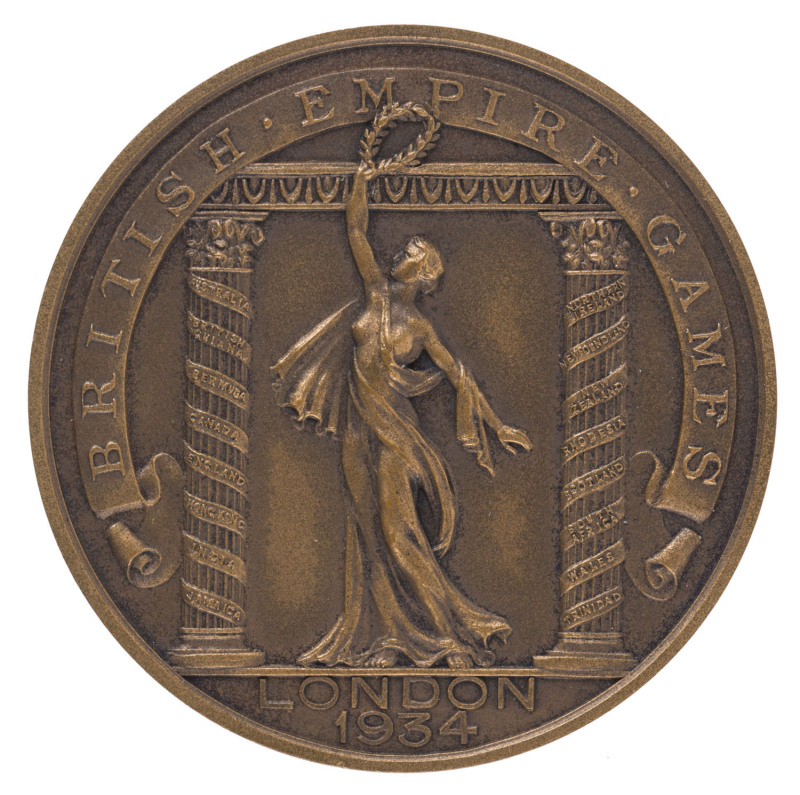 1934 2nd BRITISH EMPIRE GAMES IN LONDON, Participation Medal "British Empire Games/London/1934", bronze, 44mm diameter.