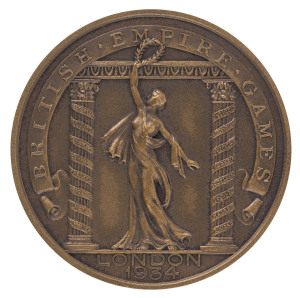 1934 2nd BRITISH EMPIRE GAMES IN LONDON, Participation Medal "British Empire Games/London/1934", bronze, 44mm diameter.