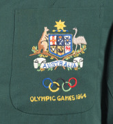 PAM KILBORN AT THE TOKYO OLYMPICS:  Kilborn's Australian Team Blazer, with Coat-of-Arms & "Olympic Games 1964" embroidered on pocket; her team name badge; her official team lapel badge (kangaroo over Olympic rings) by Stokes; Official Badge with ribbon fo - 2