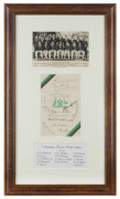 THE AUSTRALIAN CRICKET TEAM IN SOUTH AFRICA 1935-36 Attractively framed display comprising an Official Programme for the Tour signed on the front by all 14 players including Victor Richardson (Captain), Stan McCabe (VC), Bill Brown, Jack Fingleton, Clarri