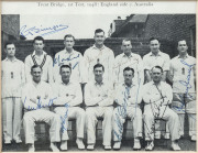 FIRST TEST, TRENT BRIDGE, JUNE 1948 The English Team, signed picture with 11 signatures including Laker, who top-scored (63) in England's 1st Innings and took 4 wickets in Australia's 1st, Hutton, who made 74 in England's 2nd Innings, Bedser, who dismisse - 2