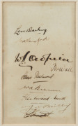 THE AUSTRALIAN TEAM IN ENGLAND - 1934 An attractive display comprising of an autograph page with 9 signatures in pen including Bert Oldfield, Bill O'Reilly and Bill Ponsford; mounted together with a signed action picture of Don Bradman and a picture of th - 2