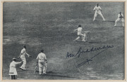 THE AUSTRALIAN TEAM IN ENGLAND - 1934 An attractive display comprising of an autograph page with 9 signatures in pen including Bert Oldfield, Bill O'Reilly and Bill Ponsford; mounted together with a signed action picture of Don Bradman and a picture of th - 3