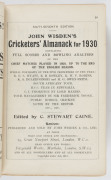 1929 WISDEN'S ALMANACK rebound in hardcover preserving the original front cover and the 1930 edition rebound in hardcover without original covers. (2) - 3