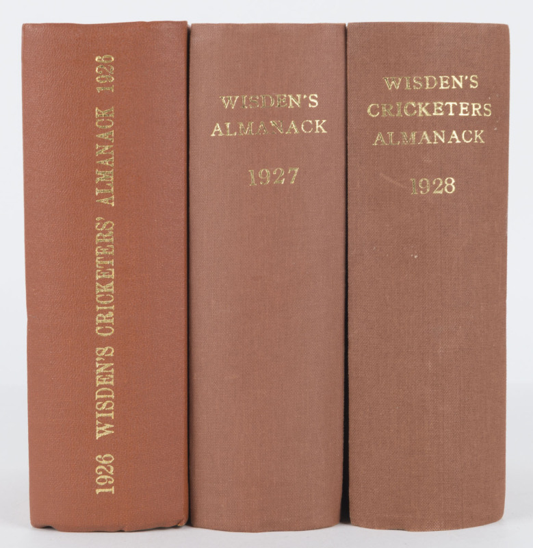 1926 - 28 WISDEN'S ALMANACKS, rebound in hard covers; the first preserving the original covers. (3).