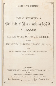1879 WISDEN'S ALMANACK, rebound without covers but retaining all the advertisements at the rear.