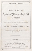 1880 WISDEN'S ALMANACK, rebound without covers but retaining all the advertisements at the rear.