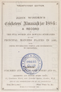 1884 WISDEN'S ALMANACK, publisher's rebind in hard covers, without its original covers or adverts. Ex. SYDNEY H. PARDON Memorial Library. - 2