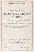 1885 WISDEN'S ALMANACK, rebound without its original covers, or adverts.