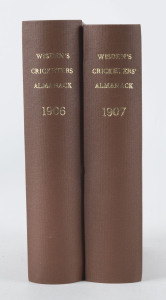 1906 & 1907 WISDEN'S ALMANACKS, rebound into hard covers preserving the end advertisements. (2).